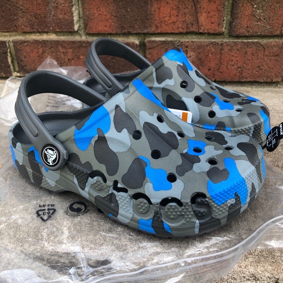 New Crocs Boys Kids’ Baya Clog Blue/Grey Camo - Picture 8 of 11